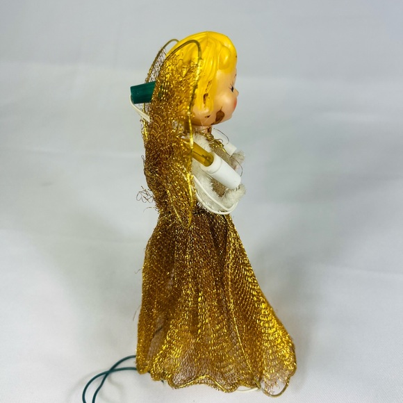 Vintage Christmas angel tree topper wire Blonde 6 1/4" - Picture 5 of 8